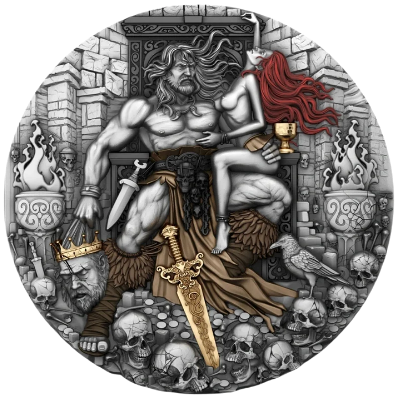 Barbarian King Silver Gilded Coin Antiqued 2 Oz 2025