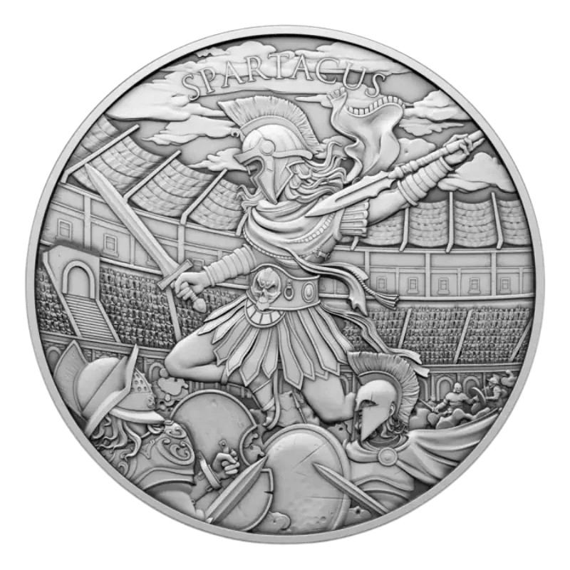 Legendary Warriors - Spartacus Silver Coin BU 1 Oz