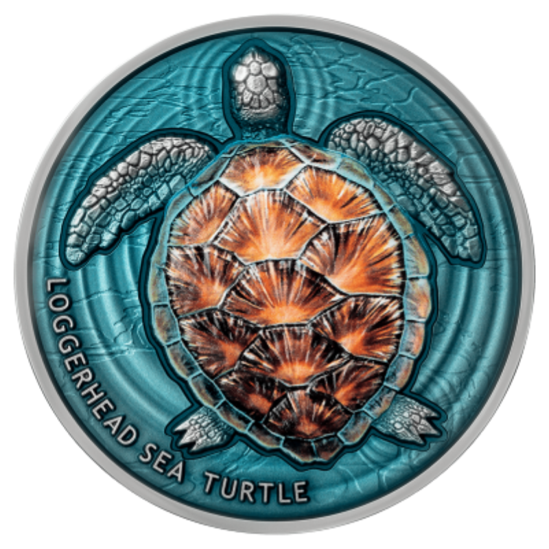 Color Riff Loggerhead Lifelong Journey – Loggerhead Sea Turtle Silver Color Coin Antiqued HR ...