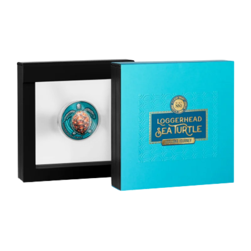 Lifelong Journey – Loggerhead Sea Turtle Silver Color Coin Antiqued HR 2 Oz 2023