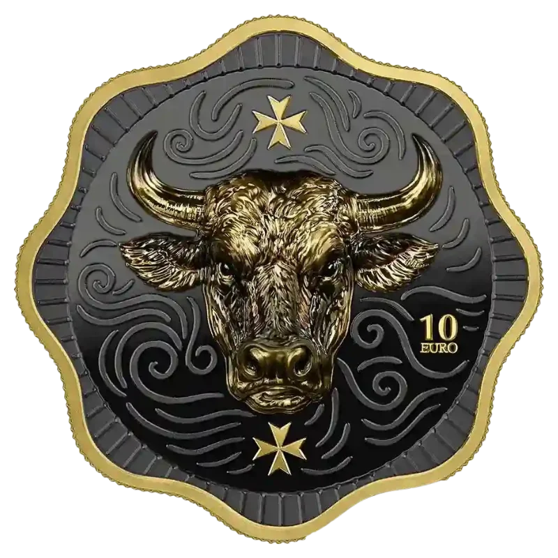 Malta Maltese Ox Silver Gilded Ruthenium Coin BU 2 Oz 2025