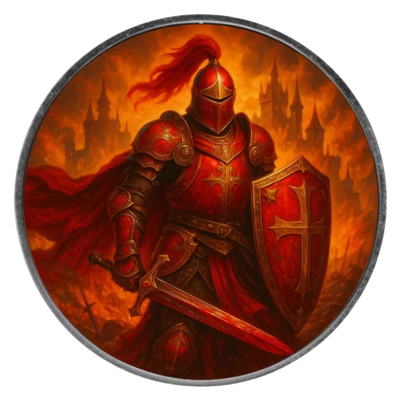 American Eagle – Knights of Honour – Crimson Crusader Silver Color Coin Antiqued 1 Oz 2025