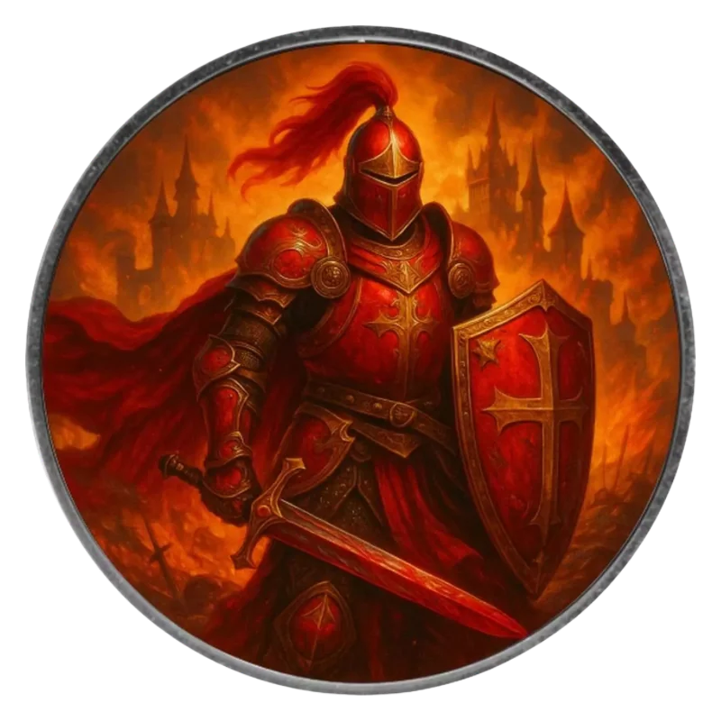 American Eagle – Knights of Honour – Crimson Crusader Silver Color Coin Antiqued 1 Oz 2025