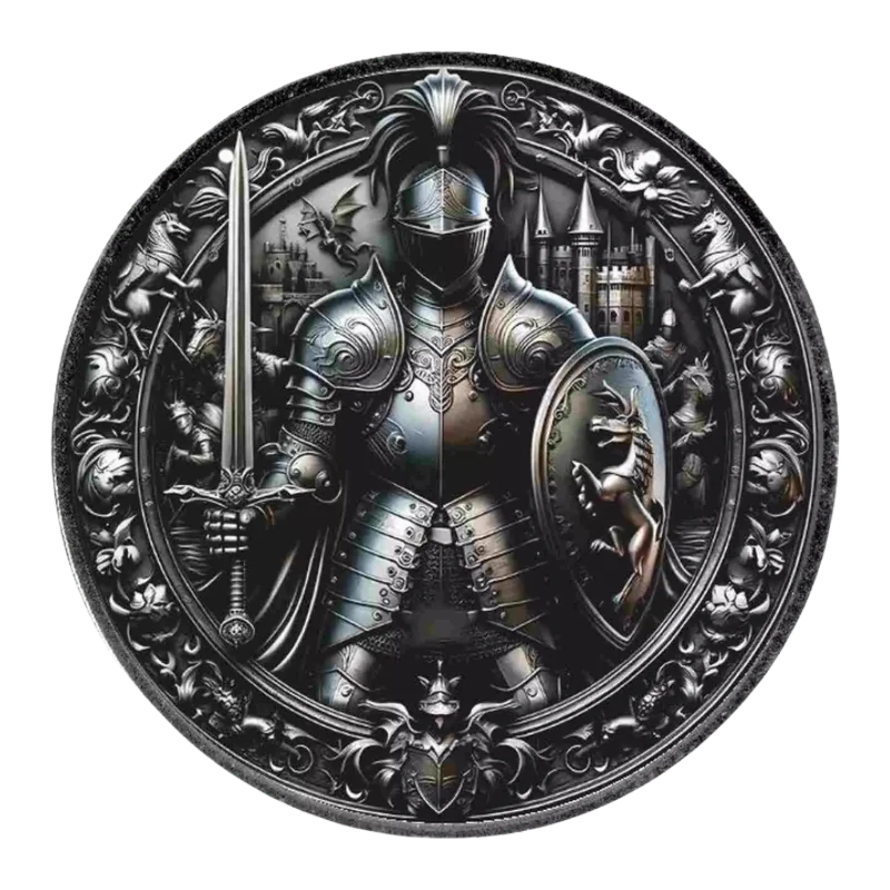 American Eagle – Knights of Honour – Realm Protector Silver Color Coin Antiqued 1 Oz 2024