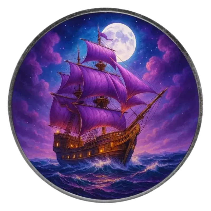American Eagle – Masters of the Seas – Amethyst Crown Silver Color Coin 1 Oz 2025