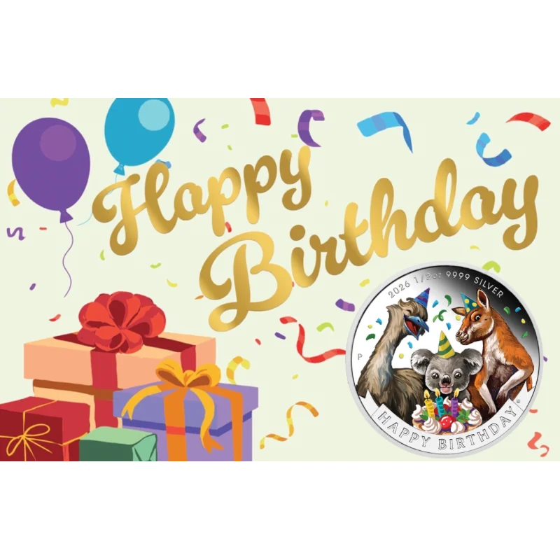 Australian Happy Birthday Silver Color Coin Proof 12 Oz 2026