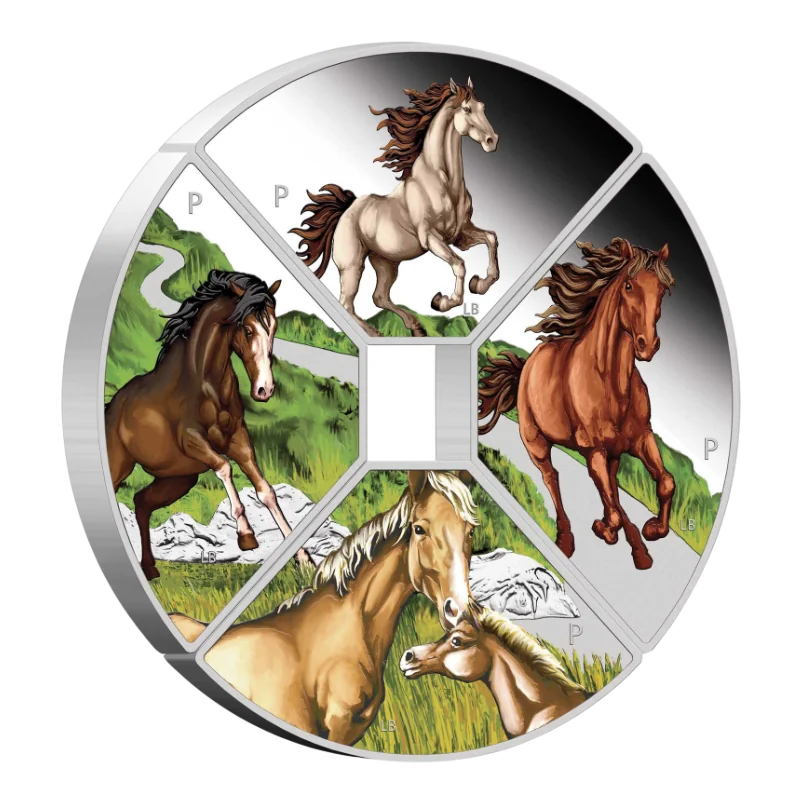 Australian Lunar lll – Year Of The Horse Quadrant Silver Color Coin Proof Set 4x1 Oz 2026