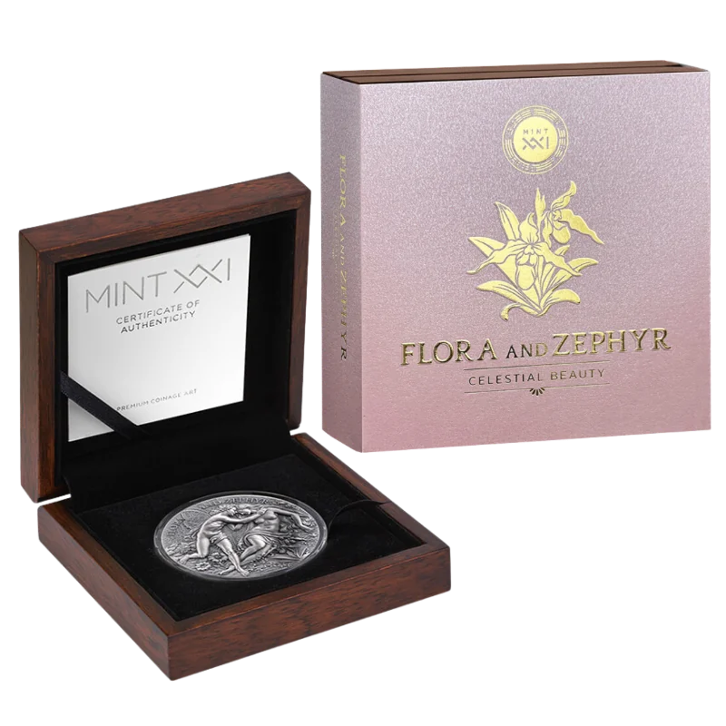 Celestial Beauty - Flora and Zephyr Silver Coin Antiqued 2 Oz 2026