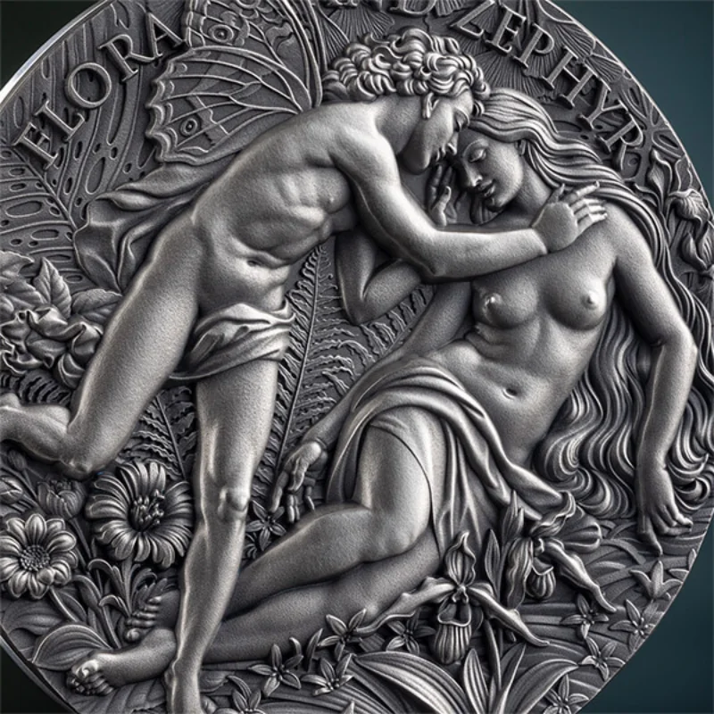 Celestial Beauty - Flora and Zephyr Silver Coin Antiqued 2 Oz 2026