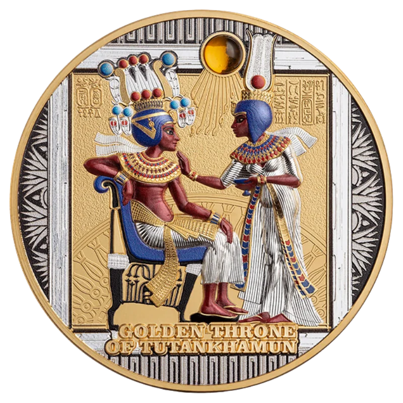 Gold Grandeur - Throne of Tutankhamun Silver Coin 3 Oz 2026
