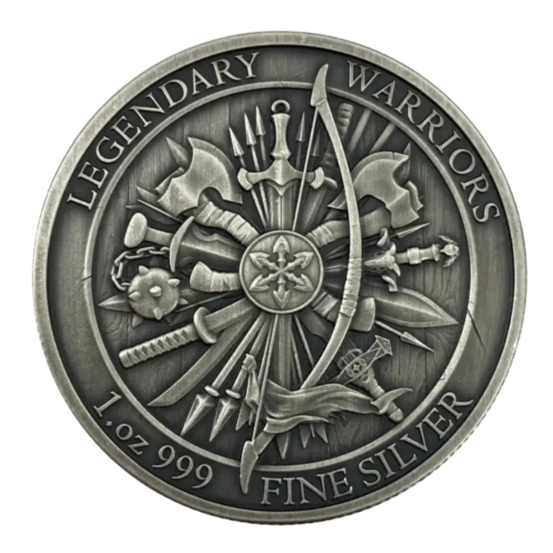 Legendary Warriors - Sitting Bull Silver Coin Antiqued 1 Oz