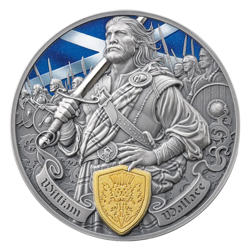 Legends of Battlefield - William Wallace Silver Gilded Color Coin Antiqued 2 Oz 2026
