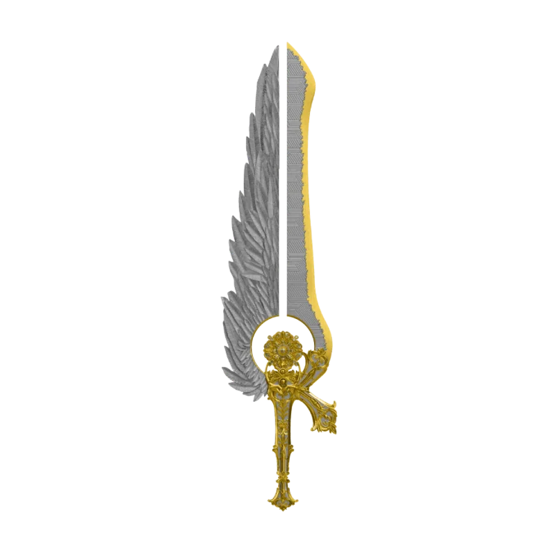 Sword of St. Uriel Shaped Silver Gilded Bar 2.5 Oz Antiqued 2025