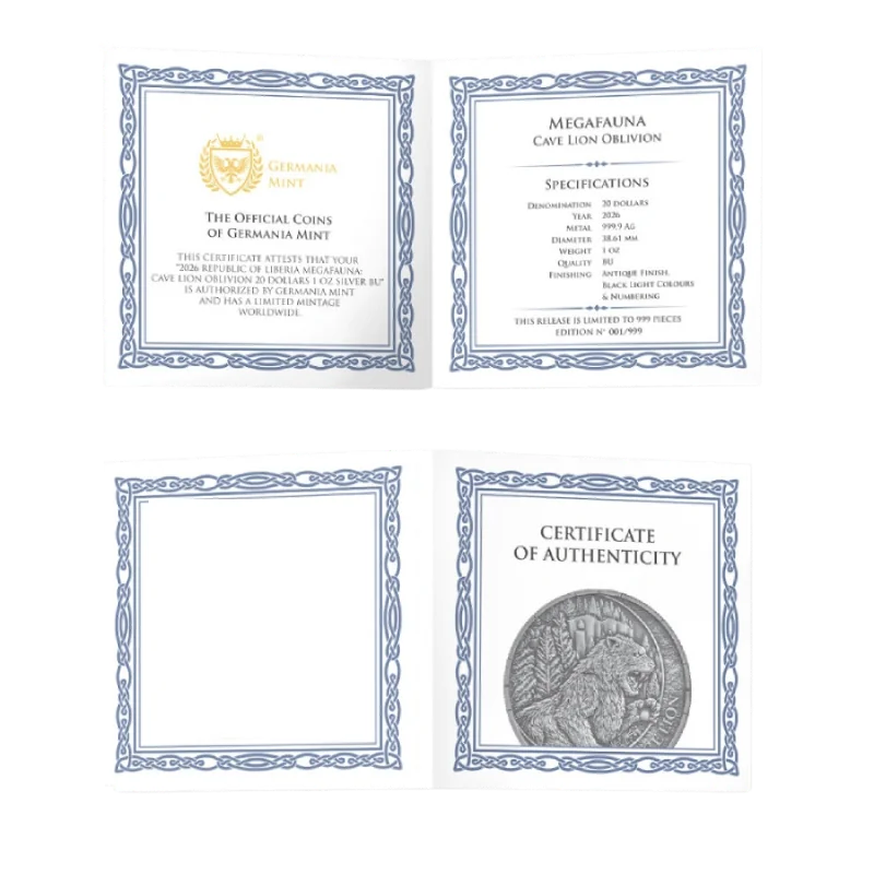 Megafauna - Cave Lion Oblivion Silver Coin 1 Oz 2026
