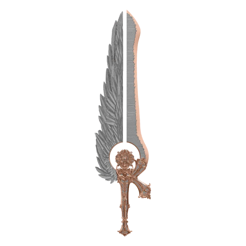 Sword of St. Uriel Shaped Silver Rose Gilded Bar 2.5 Oz Antiqued 2025