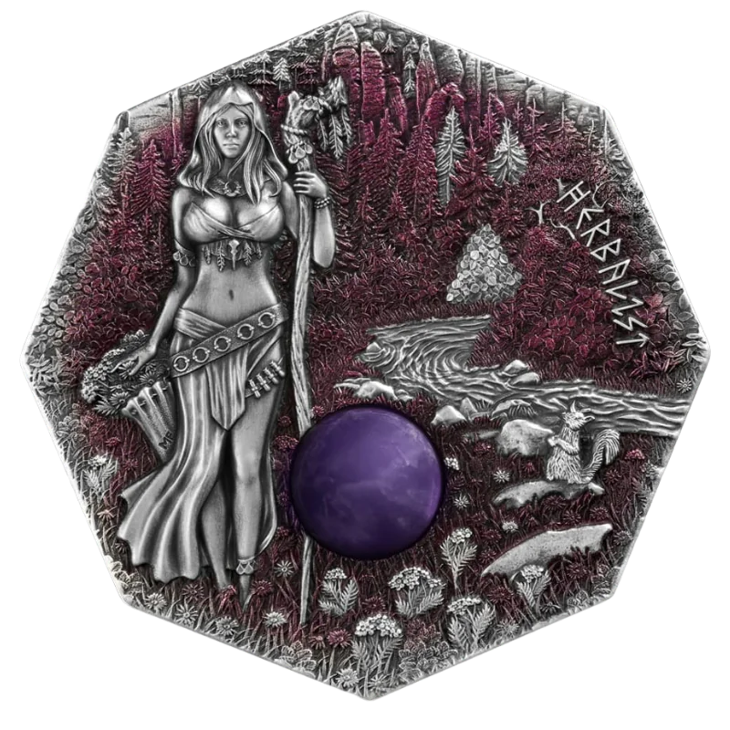 Witchcraft - Herbalist Silver Color Coin & Amethyst BU 2 Oz 2025