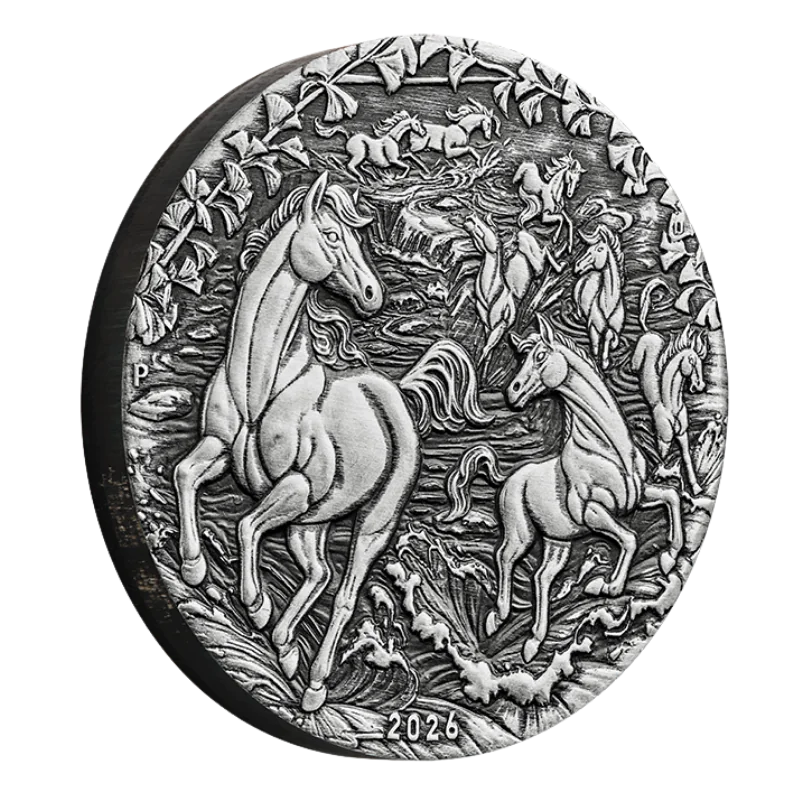 Australian Lunar lll – Year Of The Horse Silver Coin Antiqued 2 Oz 2026