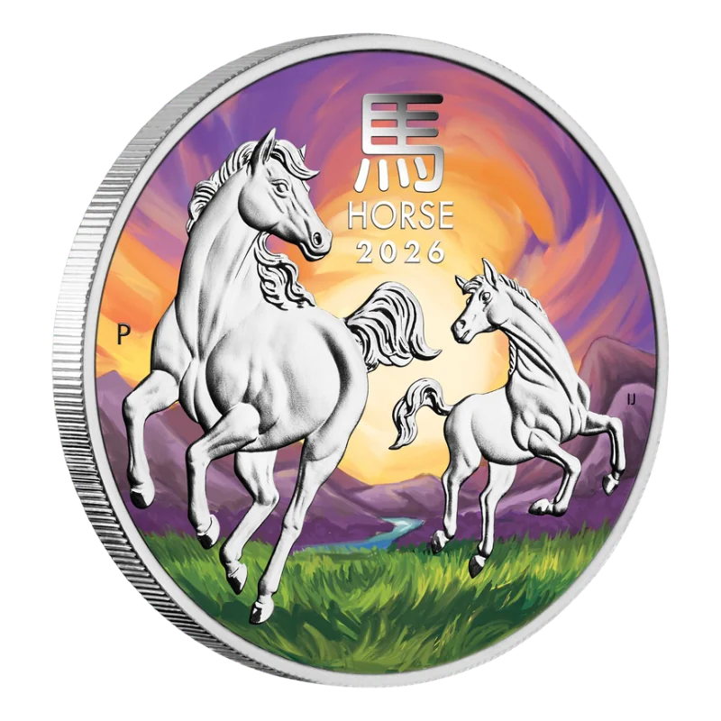 Australian Lunar lll – Year Of The Horse Silver Color Coin BU 1 Oz 2026 (In Card)