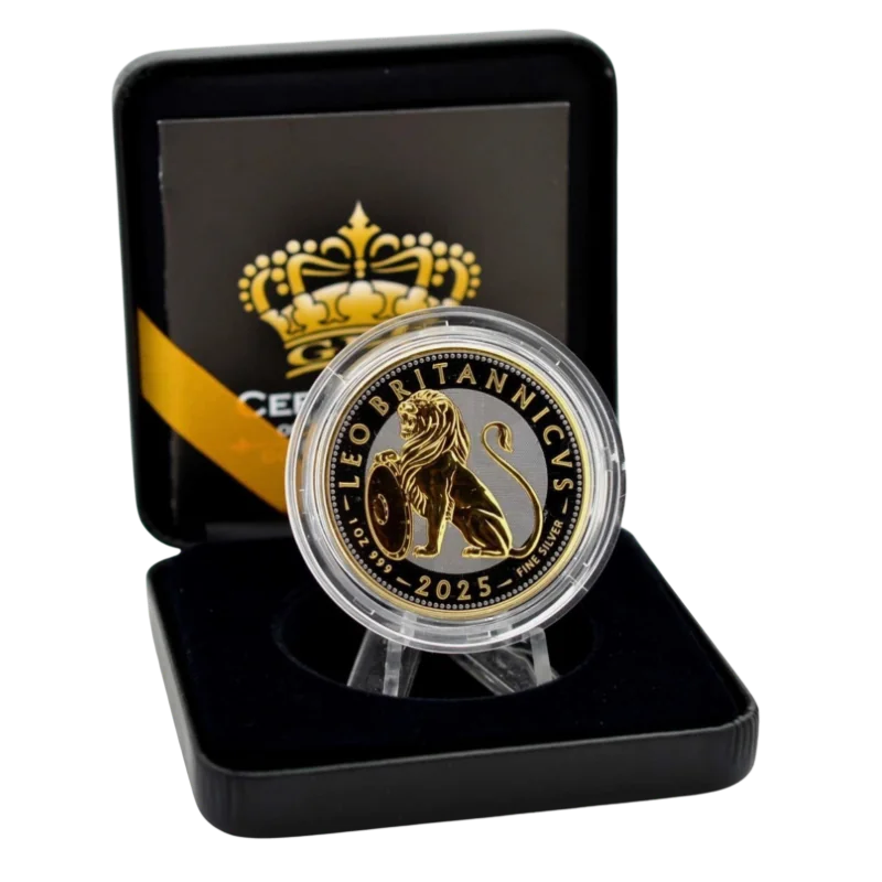 British Lion Silver Gilded Ruthenium Coin 1 Oz 2025