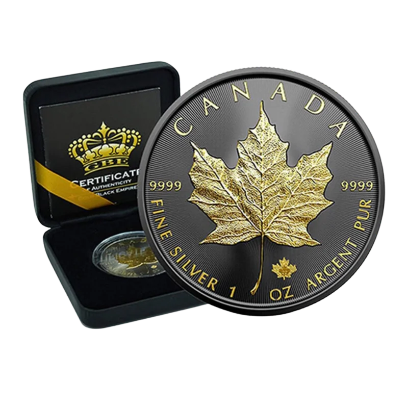 Canadian Maple Leaf Silver Gilded Ruthenium Coin 1 Oz 2025