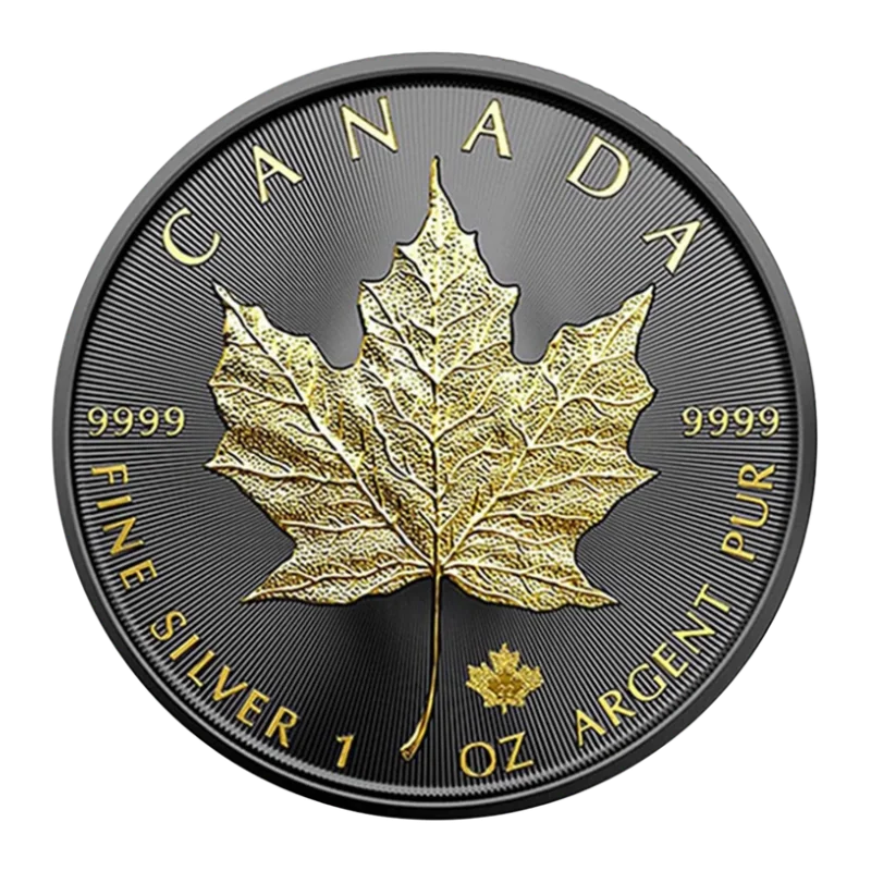 Canadian Maple Leaf Silver Gilded Ruthenium Coin 1 Oz 2025