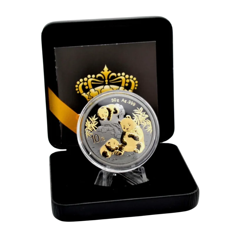 Chinese Panda Silver Gilded Ruthenium Coin 30 Gram 2025