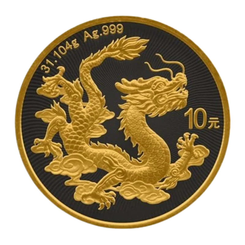 Chinese Dragon Silver Gilded Ruthenium Coin 1 Oz 2025