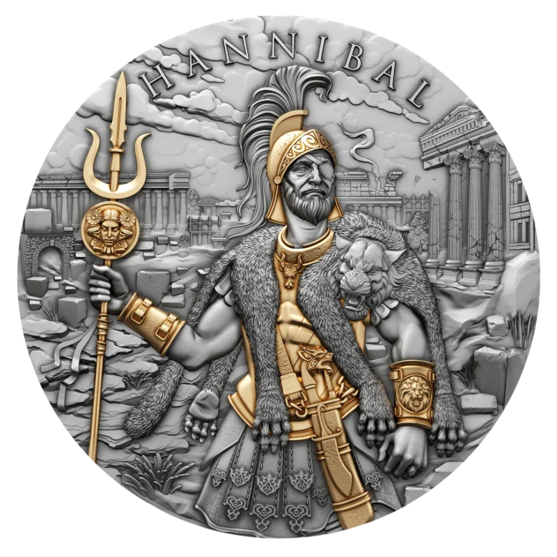 Legendary Warriors - Hannibal Silver Gilded Coin Antiqued 2 Oz 2025
