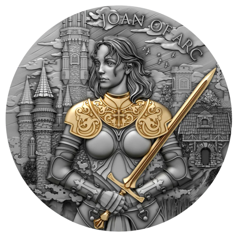 Legendary Warriors - Joan of Arc Silver Gilded Coin Antiqued 2 Oz 2024