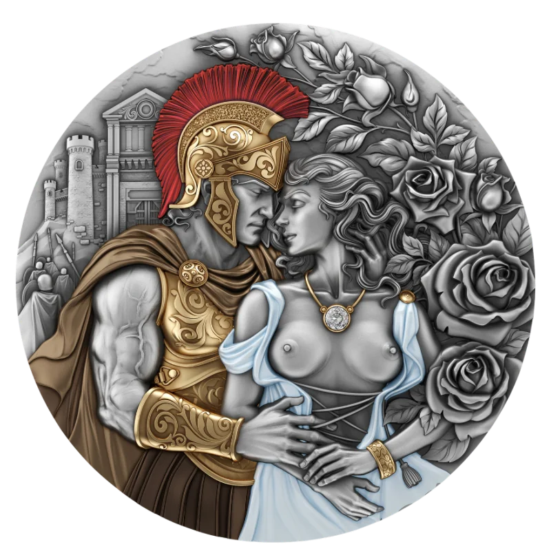 Power of Love - Ares and Aphrodite Silver Color Gilded Coin Antiqued 2 Oz 2026