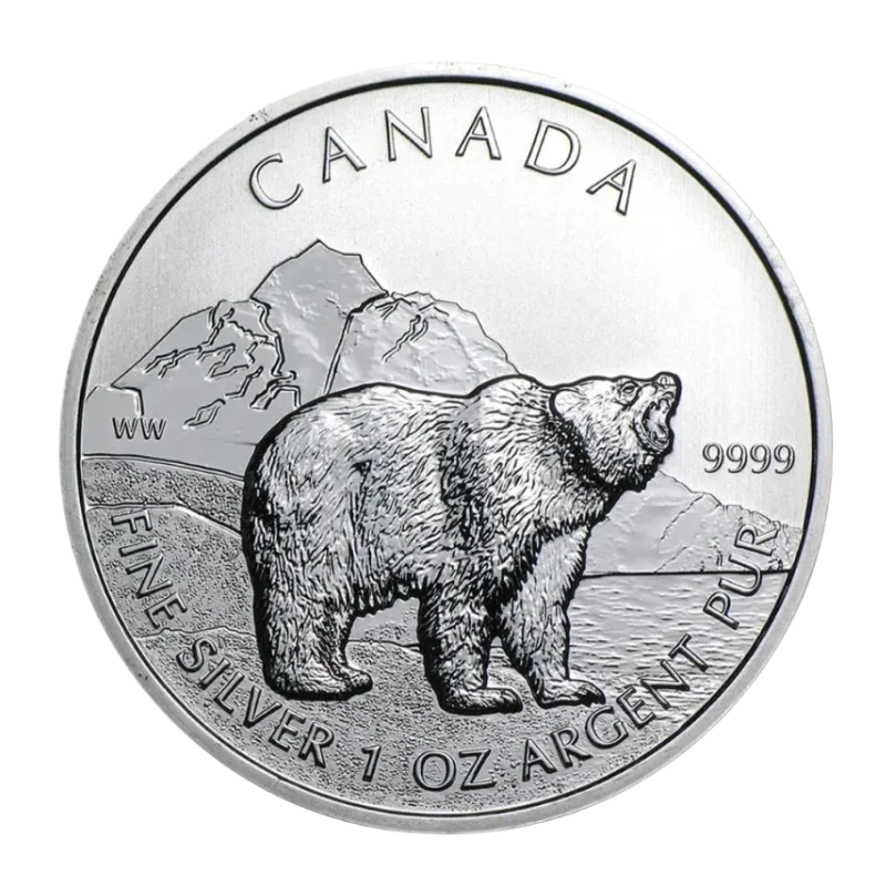 Canadian Wildlife Grizzly Bear Silver Coin 1 Oz 2011