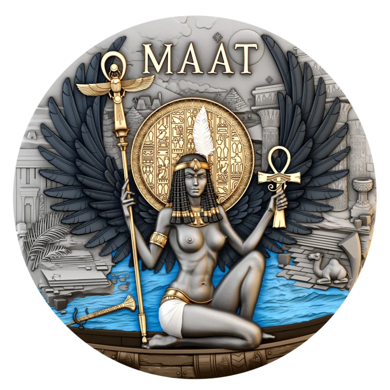 Echoes of Egypt - MAAT Silver Gilded Color Coin Antiqued 2 Oz 2026