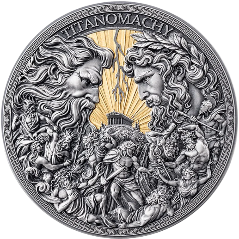 Great Greek Mythology – Titanomachy Silver Gilded Coin Antiqued 500 Gram 2026