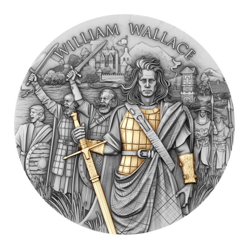 Legendary Warriors - William Wallace Silver Gilded Coin Antiqued 2 Oz 2026