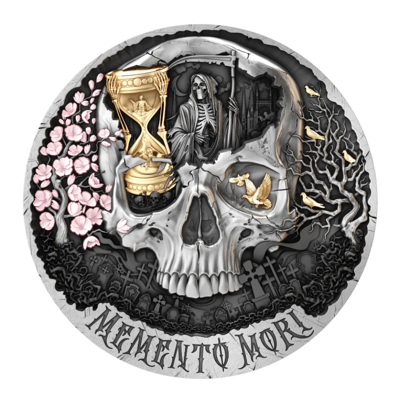 Memento Mori Silver Gilded Color Coin Antiqued 2 Oz 2026