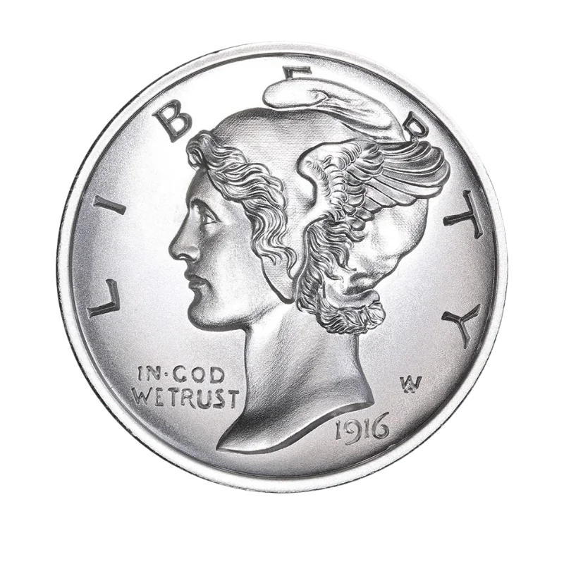 Liberty Mercury Dime Tribute Silver Round 2 Oz