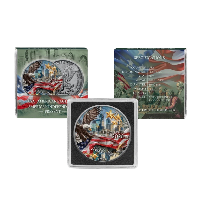 American Eagle Independence Present Silver Color Coin Antiqued 1 Oz 2026