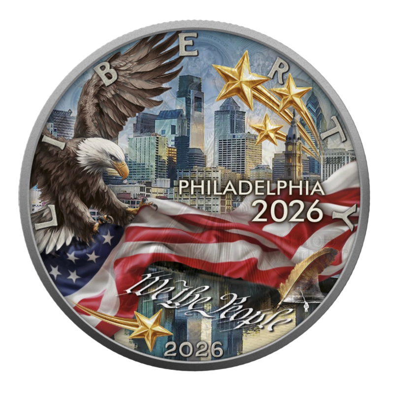 American Eagle Independence Present Silver Color Coin Antiqued 1 Oz 2026
