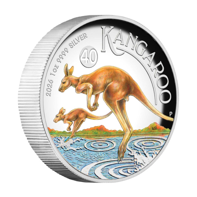 Australian Kangaroo 40th anniversary Silver Color Coin Proof 1 Oz 2026