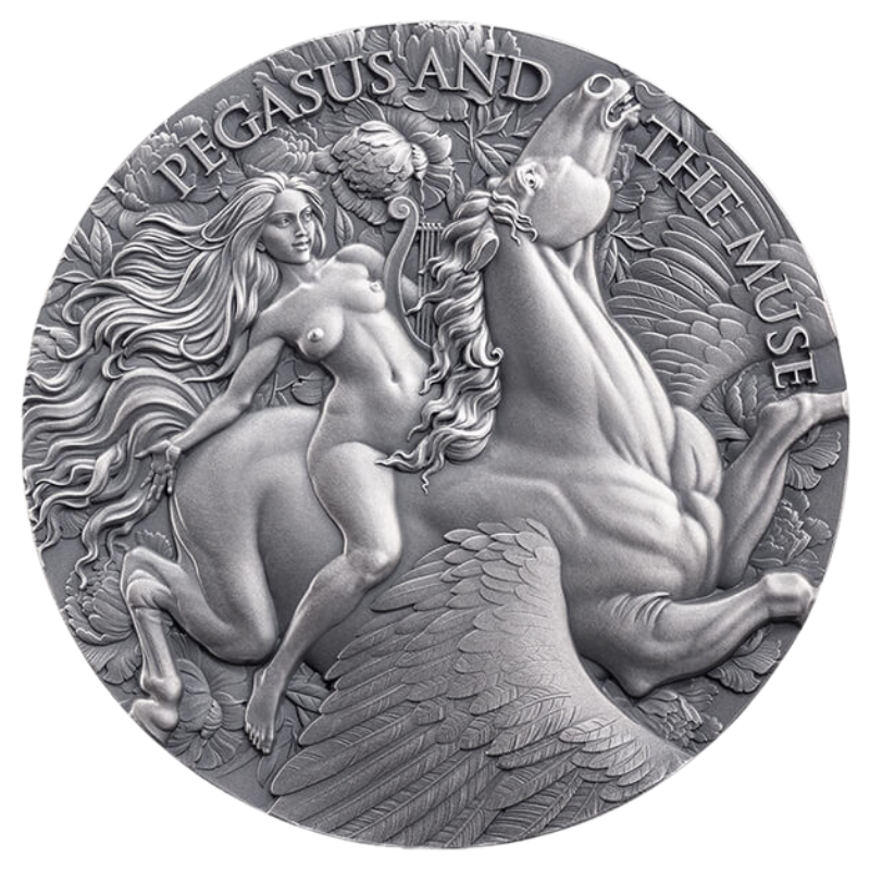 Celestial Beauty - Pegasus and Muse Silver Coin Antiqued 2 Oz 2026