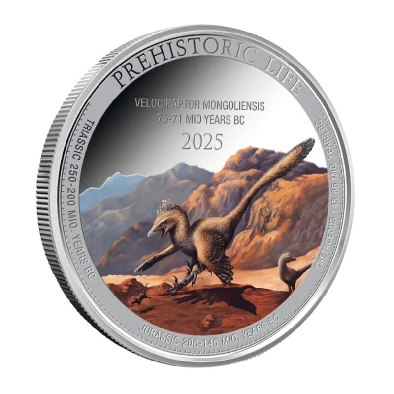 Prehistoric Life - Velociraptor Silver Color Coin 1 oz 2025
