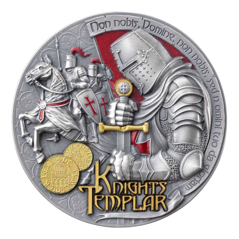Secret Societies - Knights Templar Silver Color Gilded Coin Antiqued 2 Oz 2026