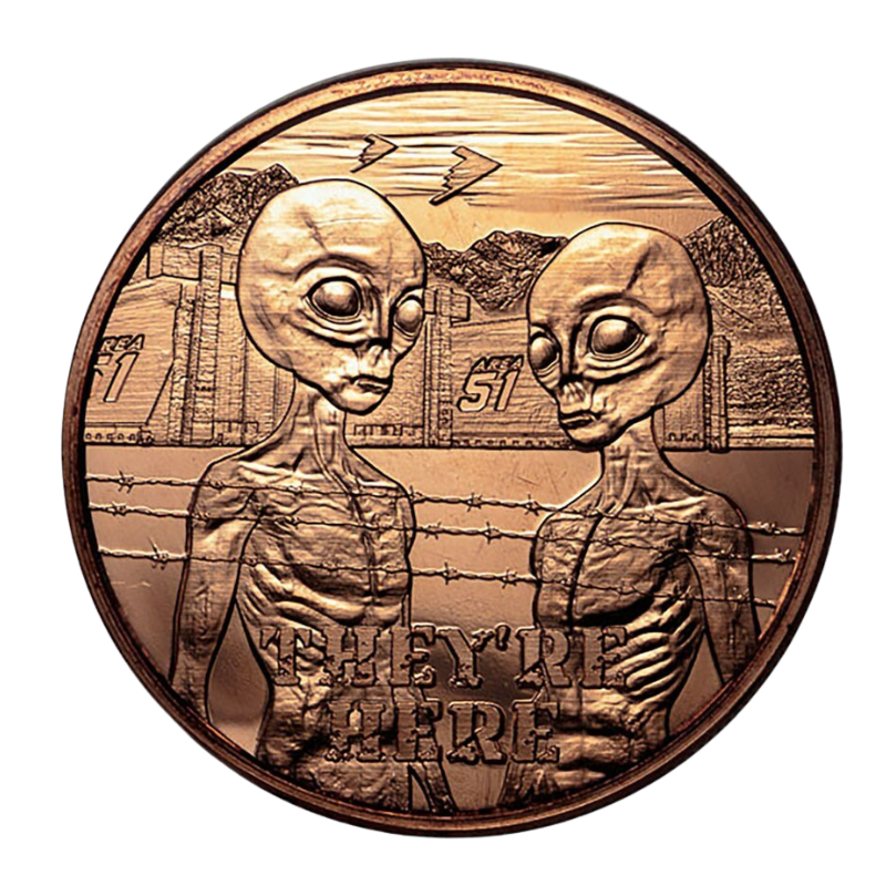 Alien - Area 51 "They're Here" Copper Coin 1 AVDP Oz