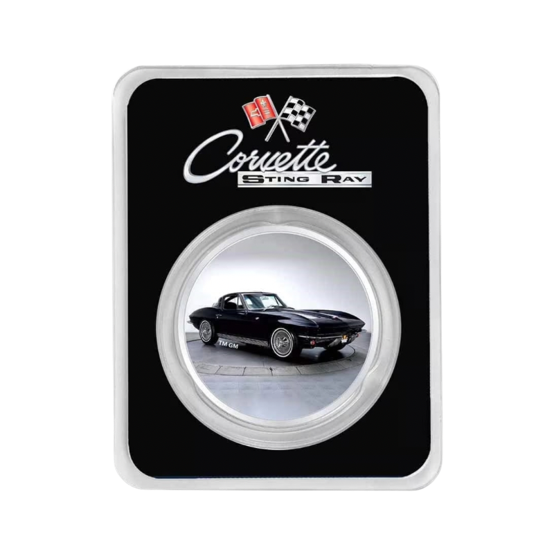 Chevrolet Corvette - 1963 Corvette Black Stingray Silver Color Coin 1 Oz 2022 (In TEP)