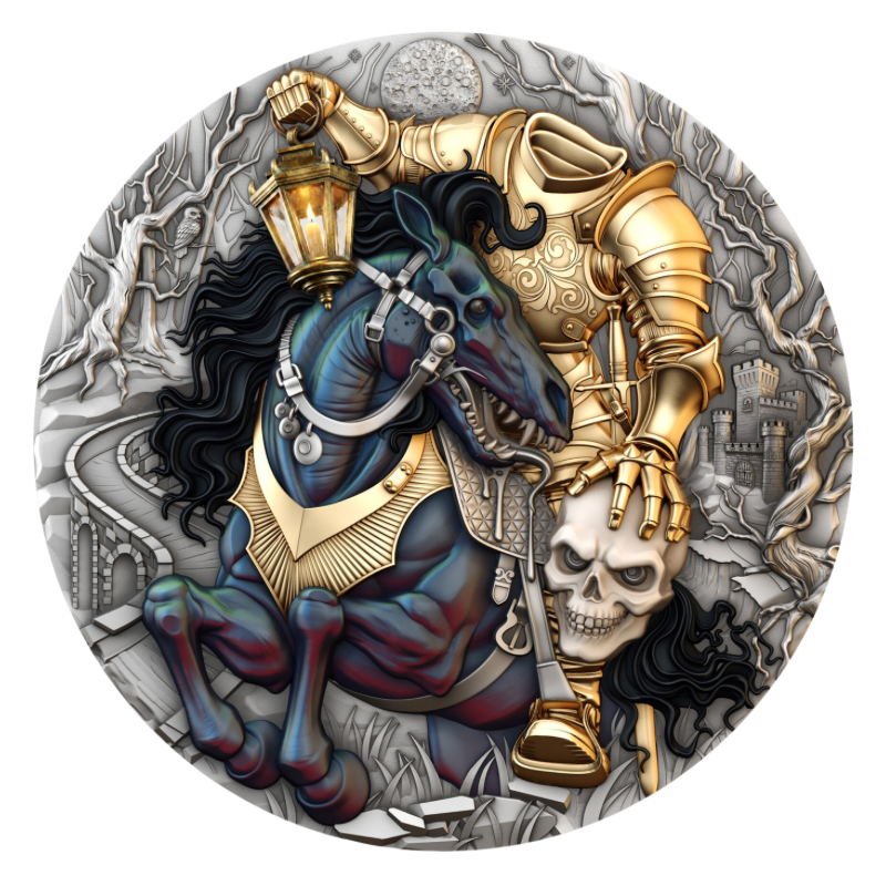 Headless Rider Silver Gilded Color Coin Antiqued 2 Oz 2026