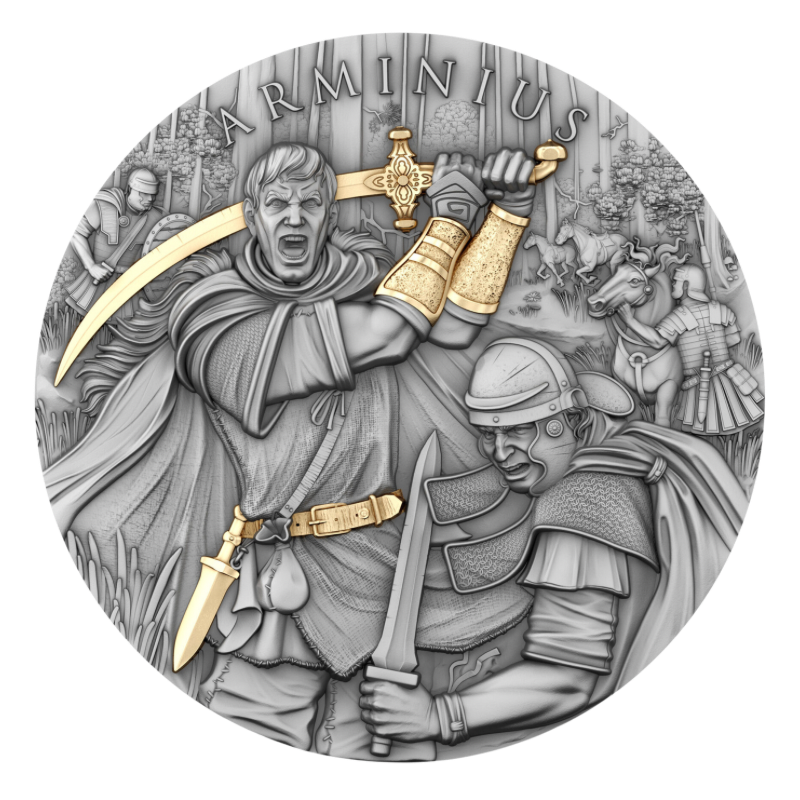 Legendary Warriors – Arminius Silver Gilded Coin Antiqued 2 Oz 2026