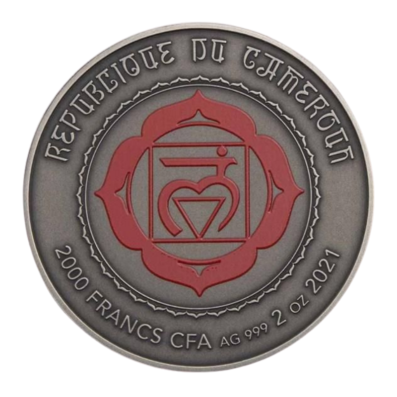 Seven Chakras - Muladhara Silver Coin Crystal Inserts Antiqued 2 Oz 2021
