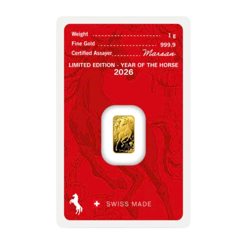 Argor Heraeus – Lunar Horse Gold Bar 1 Gram 2026