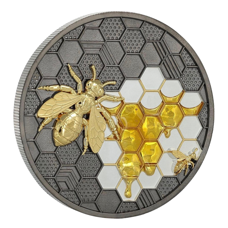 Bionic Genesis - Bee Silver Gilded Coin Black Proof 2 Oz 2026