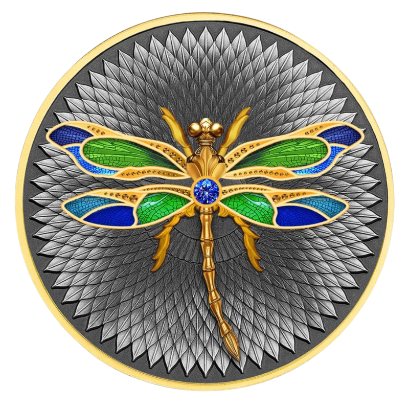 Wings of Light -  Dragonfly Silver Gilded Coin Antiqued 2 Oz 2026